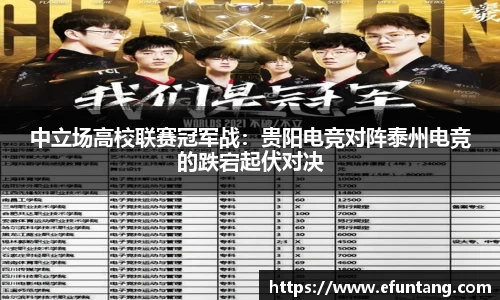 中立场高校联赛冠军战：贵阳电竞对阵泰州电竞的跌宕起伏对决